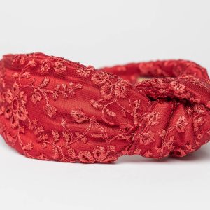 Embroidered Red Headband