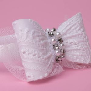 Flower Girl White Bow Headband for Kids