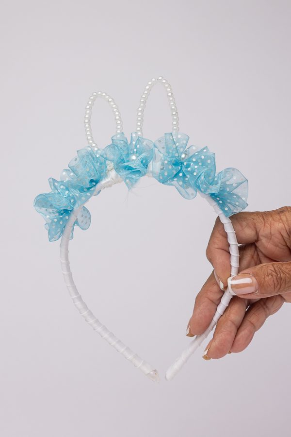 white bunny ears with faux pearl