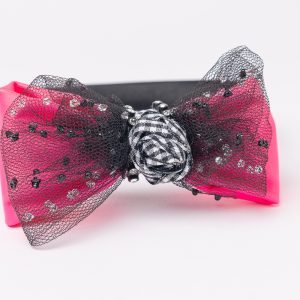 pink bow headband for girls with black tulle